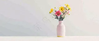 桌面花瓶花束简约情人节花束室内装饰摄影图