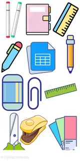扁平化文具插画系列开学季