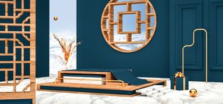 中国风国潮电商促销首页海报C4D背景图3D场景立体设计PSD素材模板