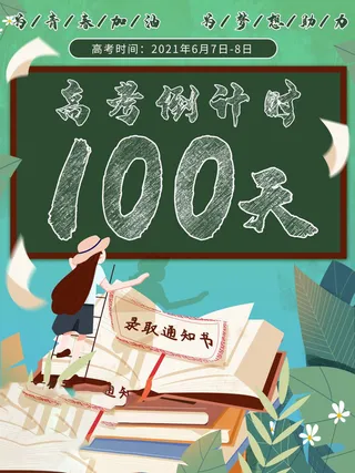 高考百日倒计时海报高考加油海报