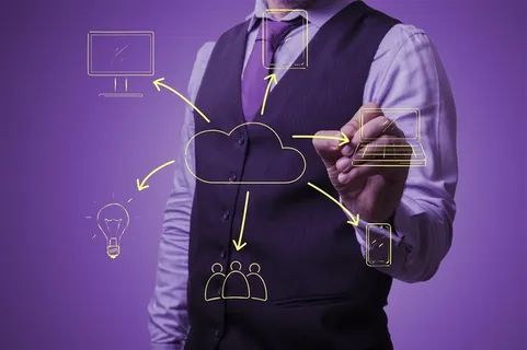 云计算元素与职场人物创意高清图片职场人物