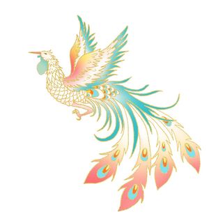 手绘国潮中国风神龙凤凰卡通形象插画装饰元素图案PSD设计素材