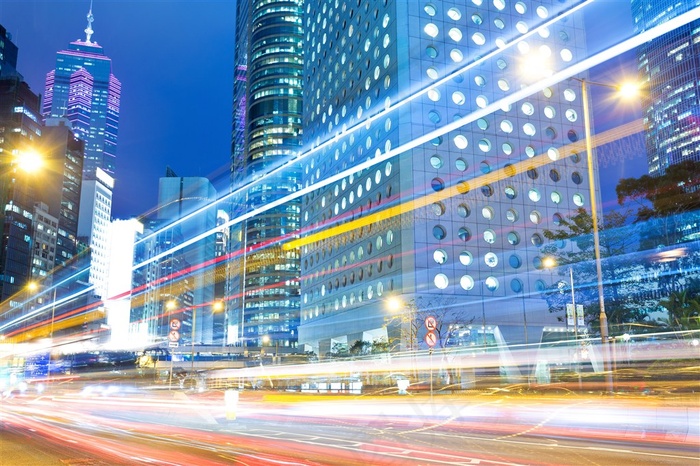 高速路城市建筑风景画