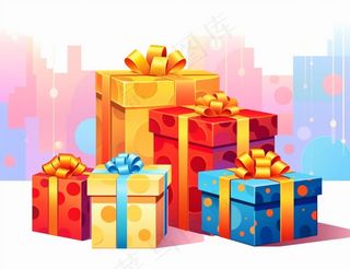礼物礼盒卡通插画背景