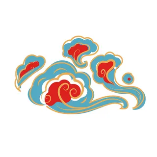 中国风中式国潮敦煌云纹祥云插画图案云朵云彩元素PSDAI设计素材