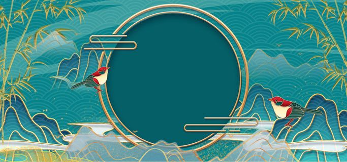 中国风国潮宫廷复古祥云锦鲤花卉扇子BANNER海报背景PSD素材