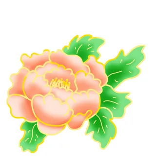 手绘国潮中国风古典牡丹花国花花卉装饰图案PSD设计素材