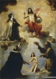 耶稣天空人物油画