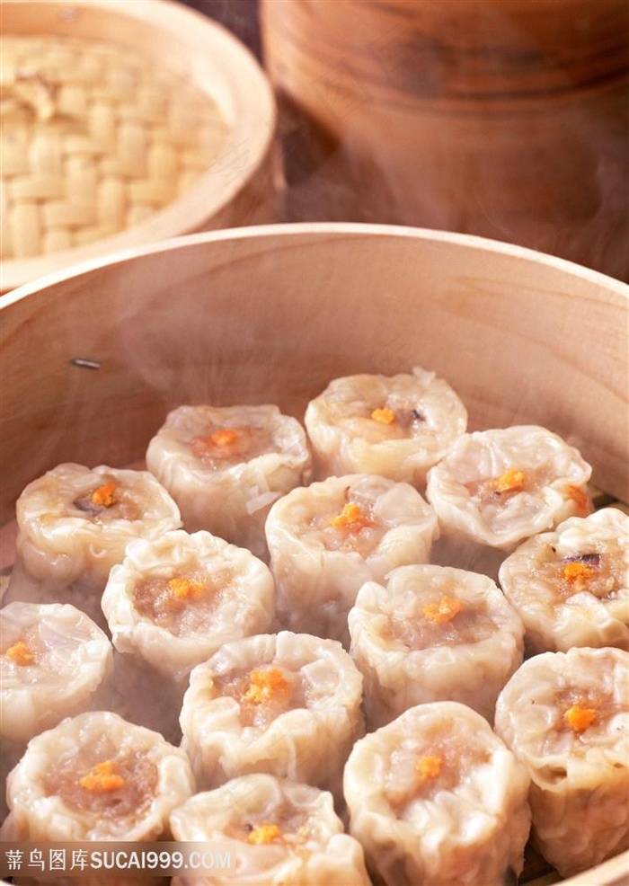 竹蒸笼蒸烧麦高清图片