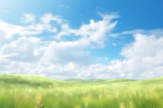 春天的蓝天白云草原很美背景图