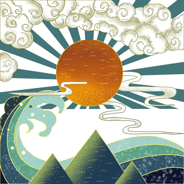 国潮仙鹤插画免扣素材设计素材