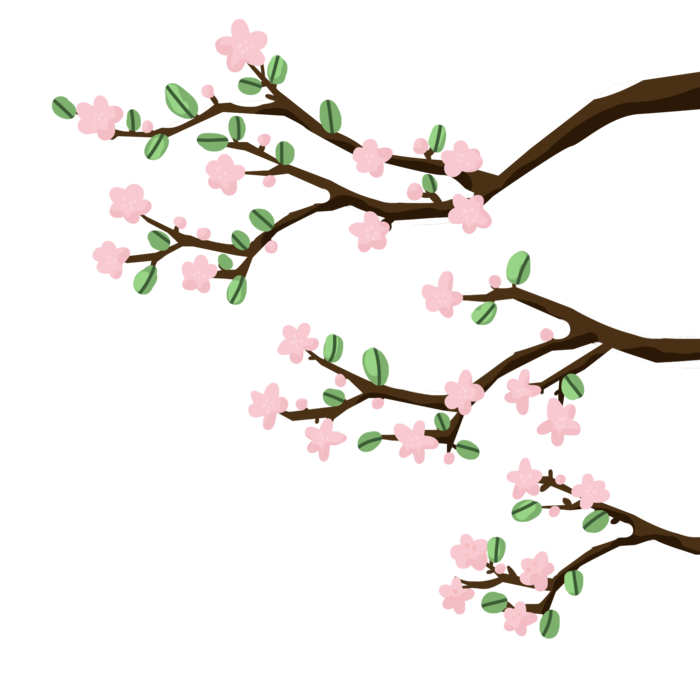 春天浪漫粉红色樱花手绘樱花梅花桃花花朵图片PNG免扣素材