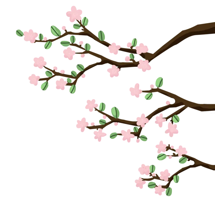 春天浪漫粉红色樱花手绘樱花梅花桃花花朵图片PNG免扣素材