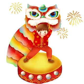 舞狮中秋节元素