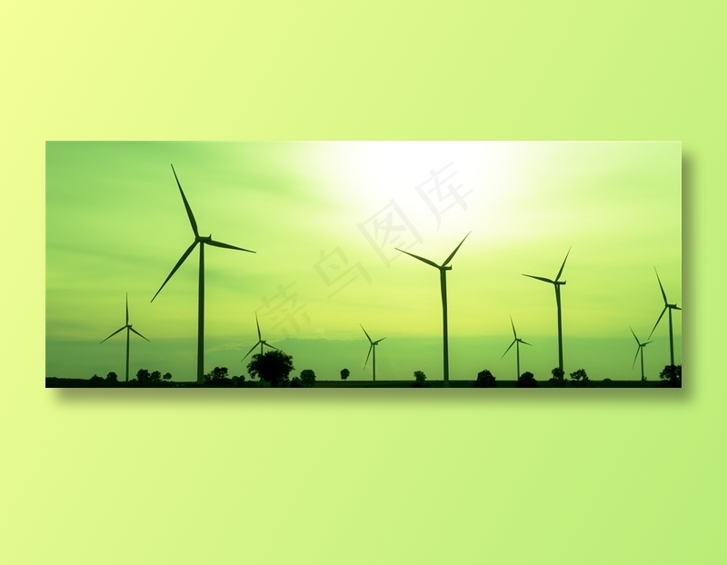 电力风车与自然景色摄影素材