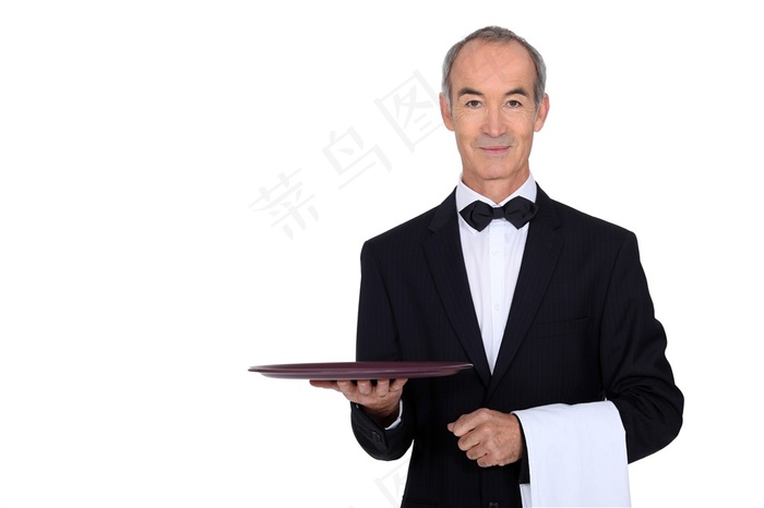 国外职业人物图片服务员手托盘子