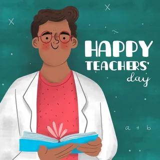 感恩教师节感谢恩师卡通绿色背景