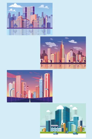 AI矢量高楼大厦插画