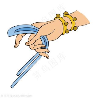 佛手png矢量抓着蓝色布条图片