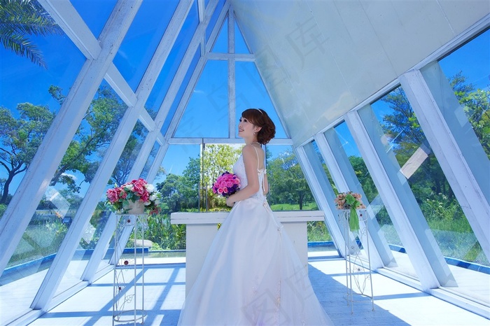 白色婚纱美女新娘高清素材