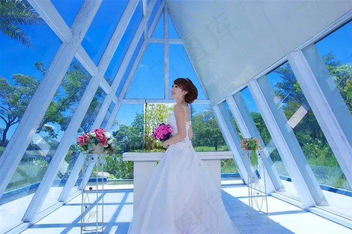 白色婚纱美女新娘高清素材