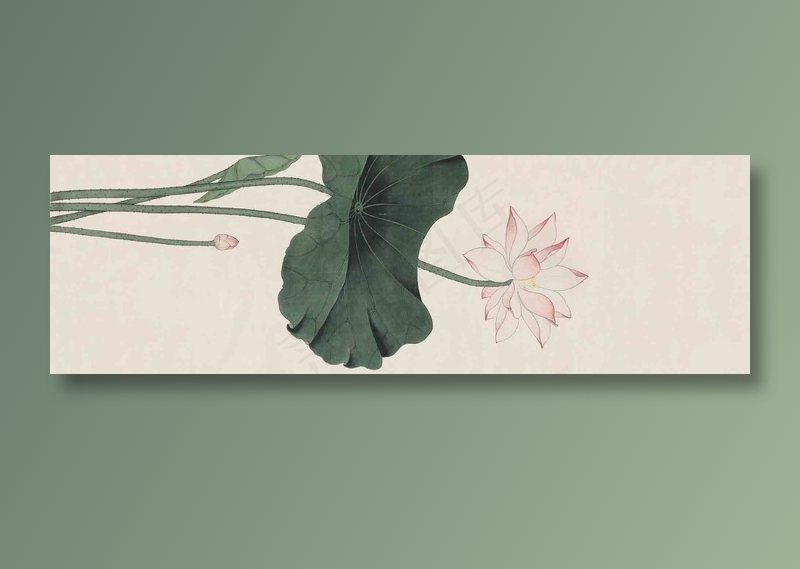 复古中国风古风国画荷花背景素材psd模版下载