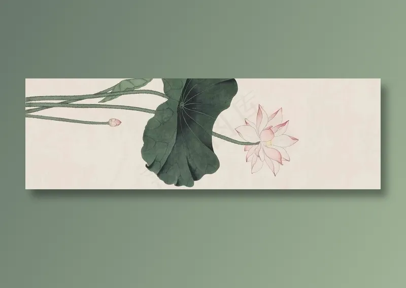 复古中国风古风国画荷花背景素材psd模版下载