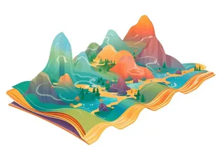 国潮祥云卷轴山水