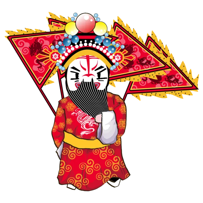 卡通京剧戏剧人物脸谱插画PNG图片 国潮中国风Q版戏剧人物PS素材