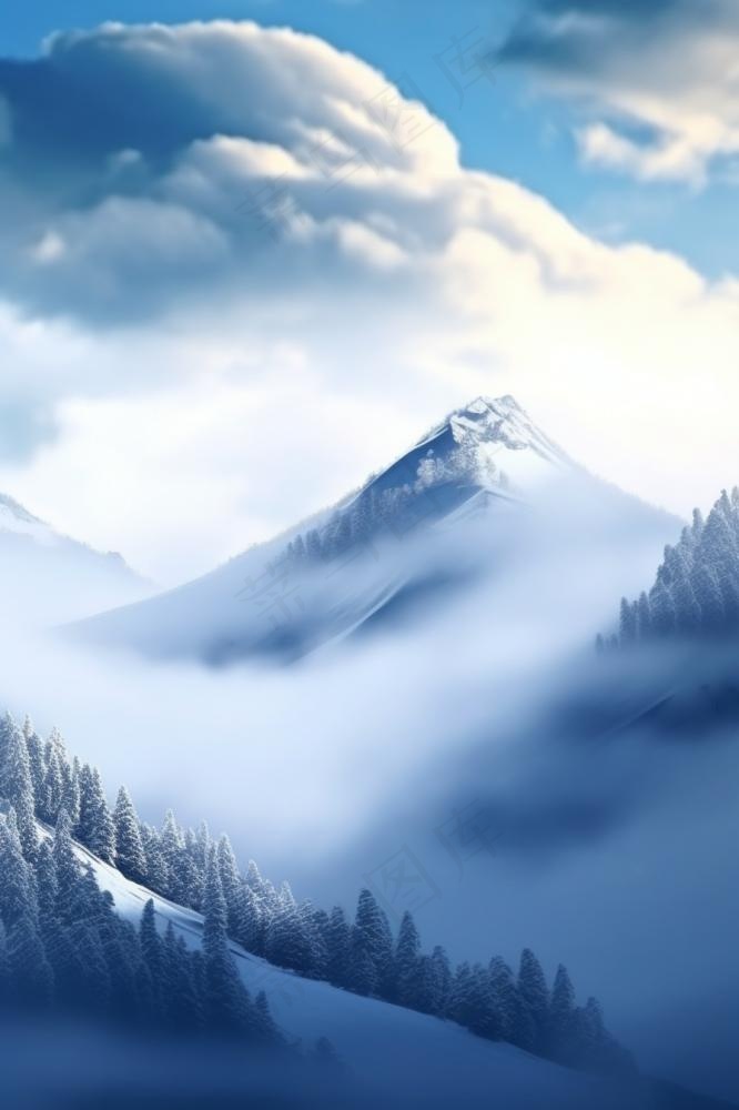 雪景树林阳光背景(896x1344)