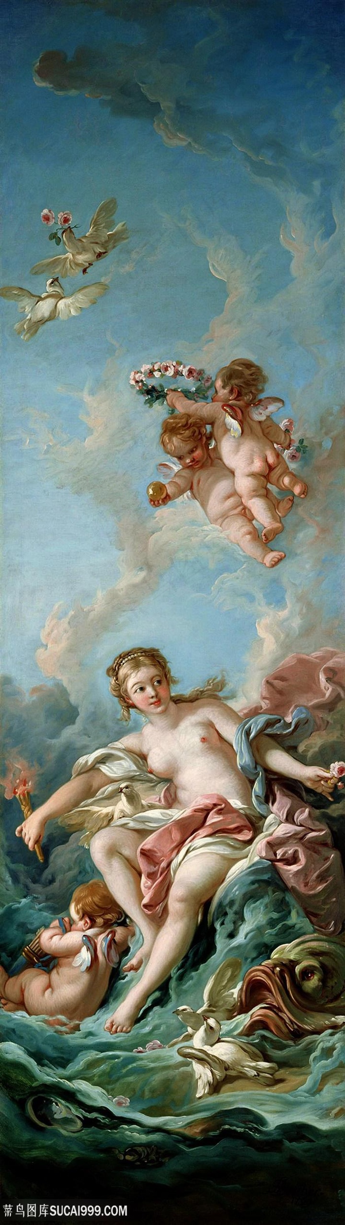 天使美女油画装饰画油画图片