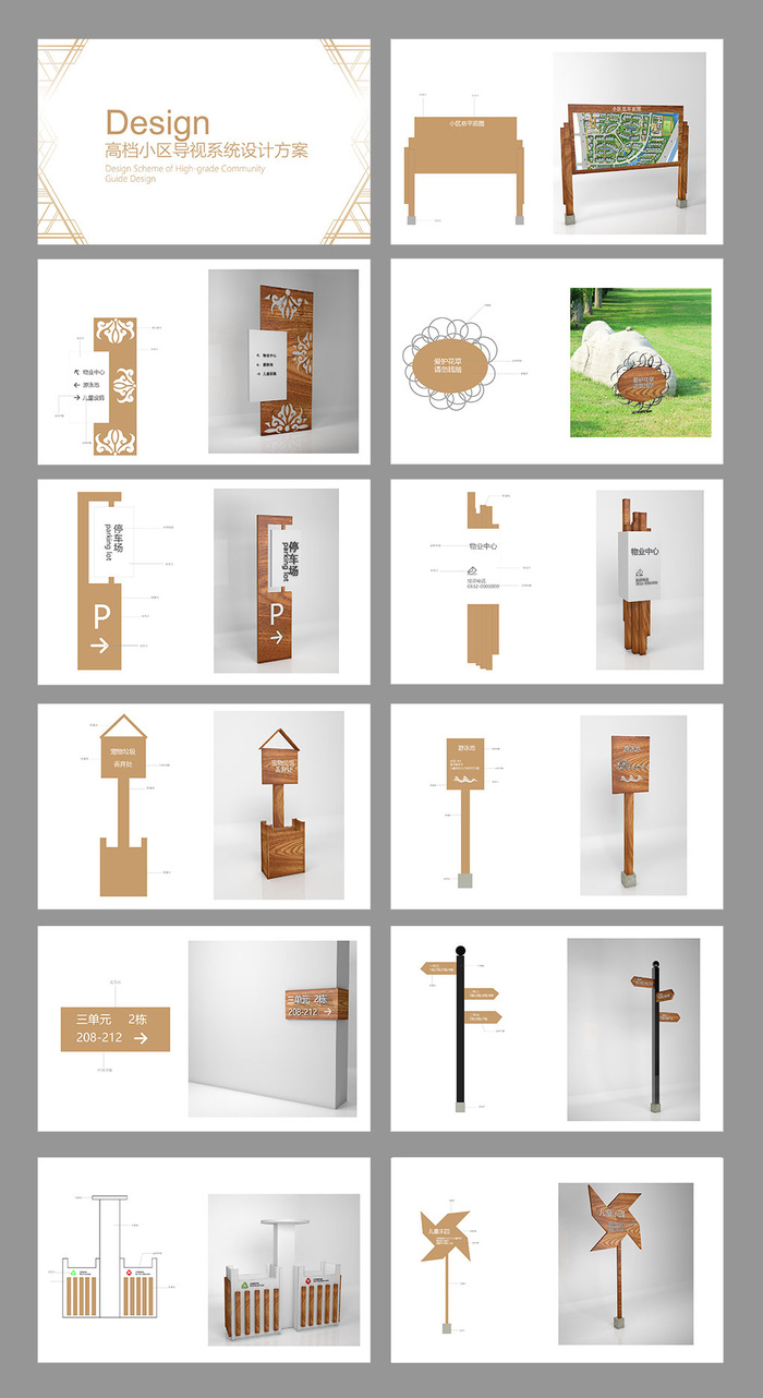 全套中式简约小区导视牌设计