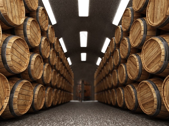酒窖里的木桶高清摄影素材