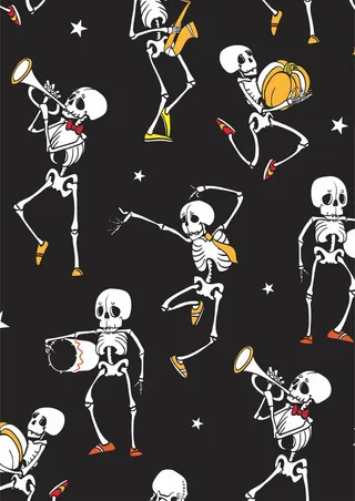 骷髅头玩乐器 吹喇叭 南瓜 跳舞