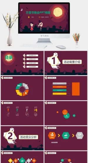 万圣节晚会宣传活动策划PPT模板预览图