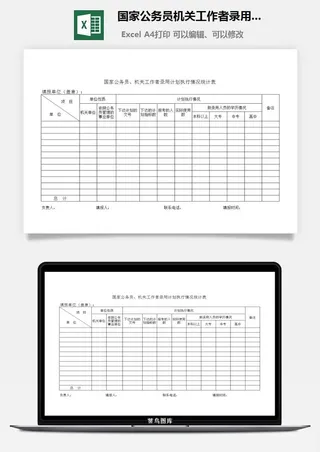 国家公务员机关工作者录用计划执行情况统计表excel模板