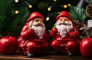 红苹果圣诞老人玩偶摆件平安夜节日摄影图