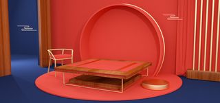 中国风国潮电商促销首页海报C4D背景图3D场景立体设计PSD素材模板