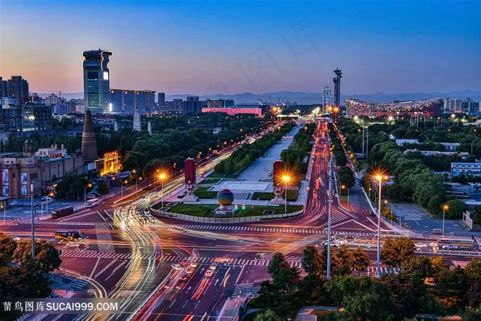 繁华的北京城市夜景高清图片