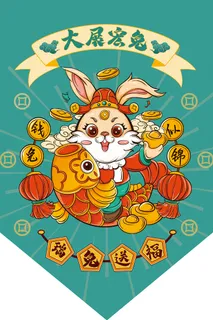 大展宏兔 大展宏兔吊旗 异形吊旗 兔年异形吊旗 兔年吊旗