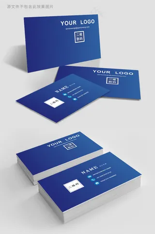 深蓝色商务极简律师名片设计模板