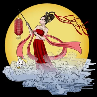 卡通中秋节嫦娥素材