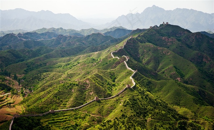 雄伟的万里长城全景