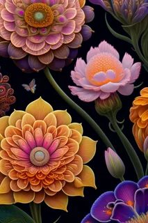 梦幻插画精细花朵海报壁纸