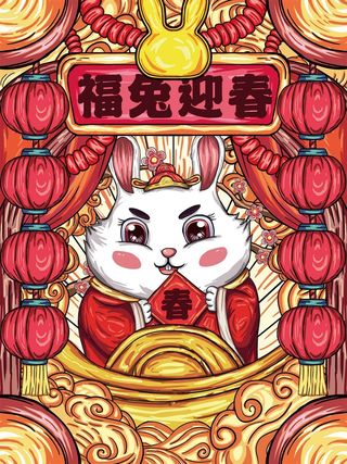 福兔迎春 福兔迎春海报 兔年海报 兔年吉祥 招财进宝