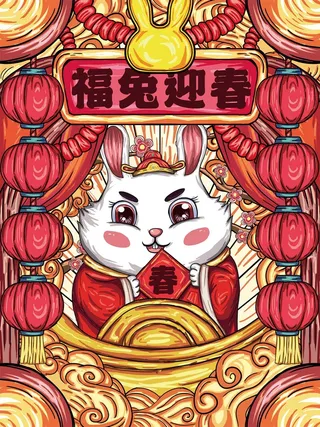 福兔迎春 福兔迎春海报 兔年海报 兔年吉祥 招财进宝