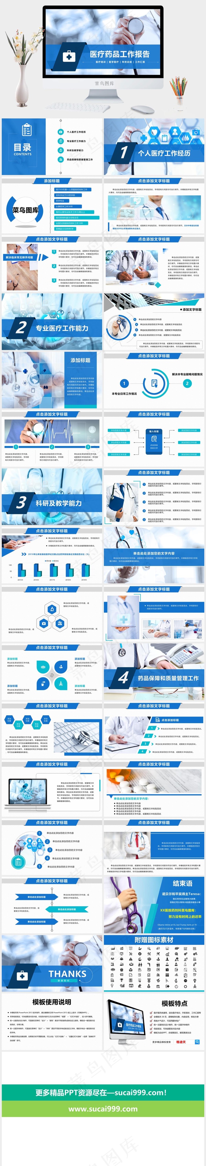 医疗保健学术报告述职报告动态PPT模板