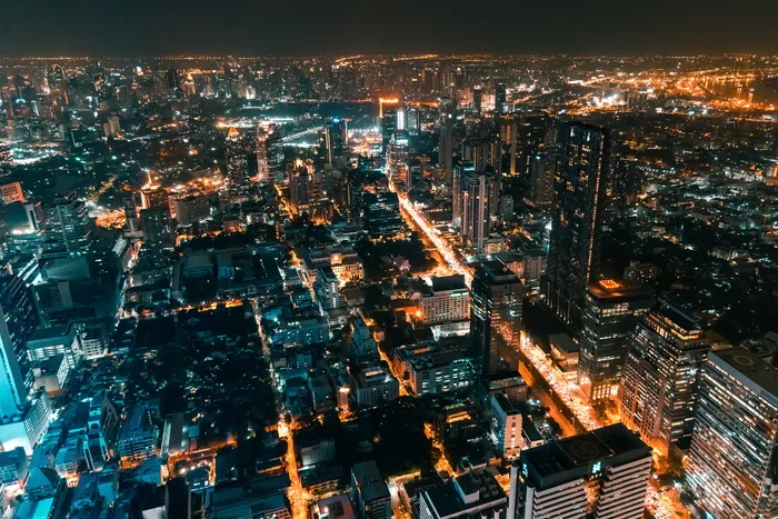繁华都市夜景航拍图