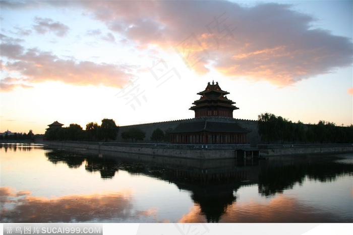 夕阳下的故宫图片