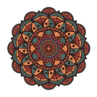 复古中式国潮风敦煌花纹装饰图案花卉藻井肌理圆形边框素材